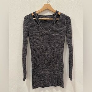 BCBG Generation Y2K 90s Grey Sweater Cutout Tunic sz M